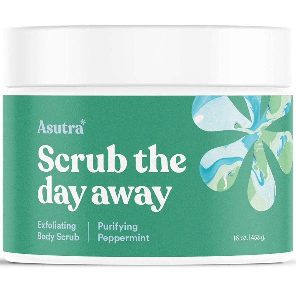 Dead Sea Salt Essential Oil Body Scrub Exfoliator Purifying Peppermint, 16 oz -